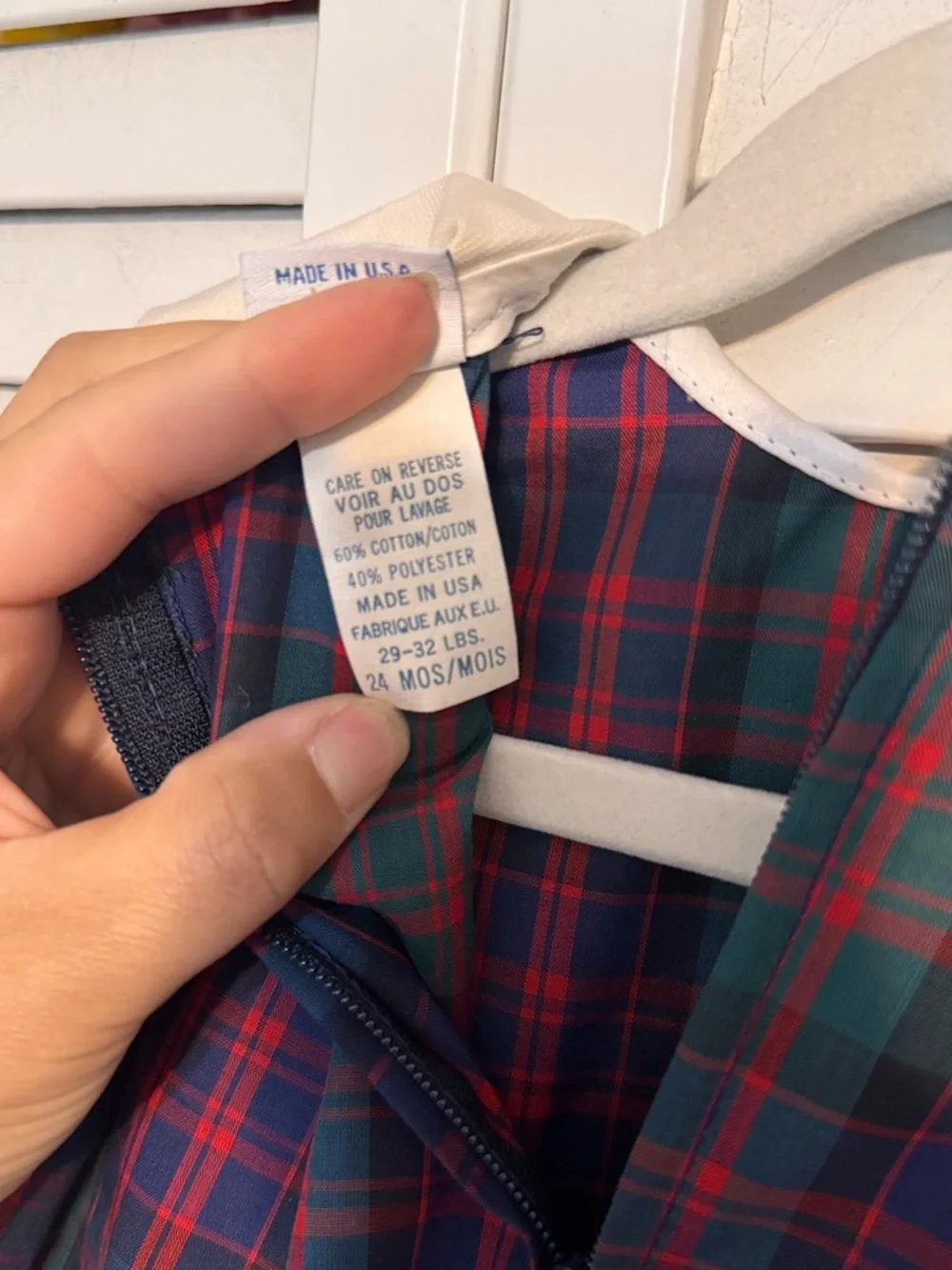 Vintage Deadstock Alexis Baby Girl Tartan Plaid Romper NWT Made in USA 24m